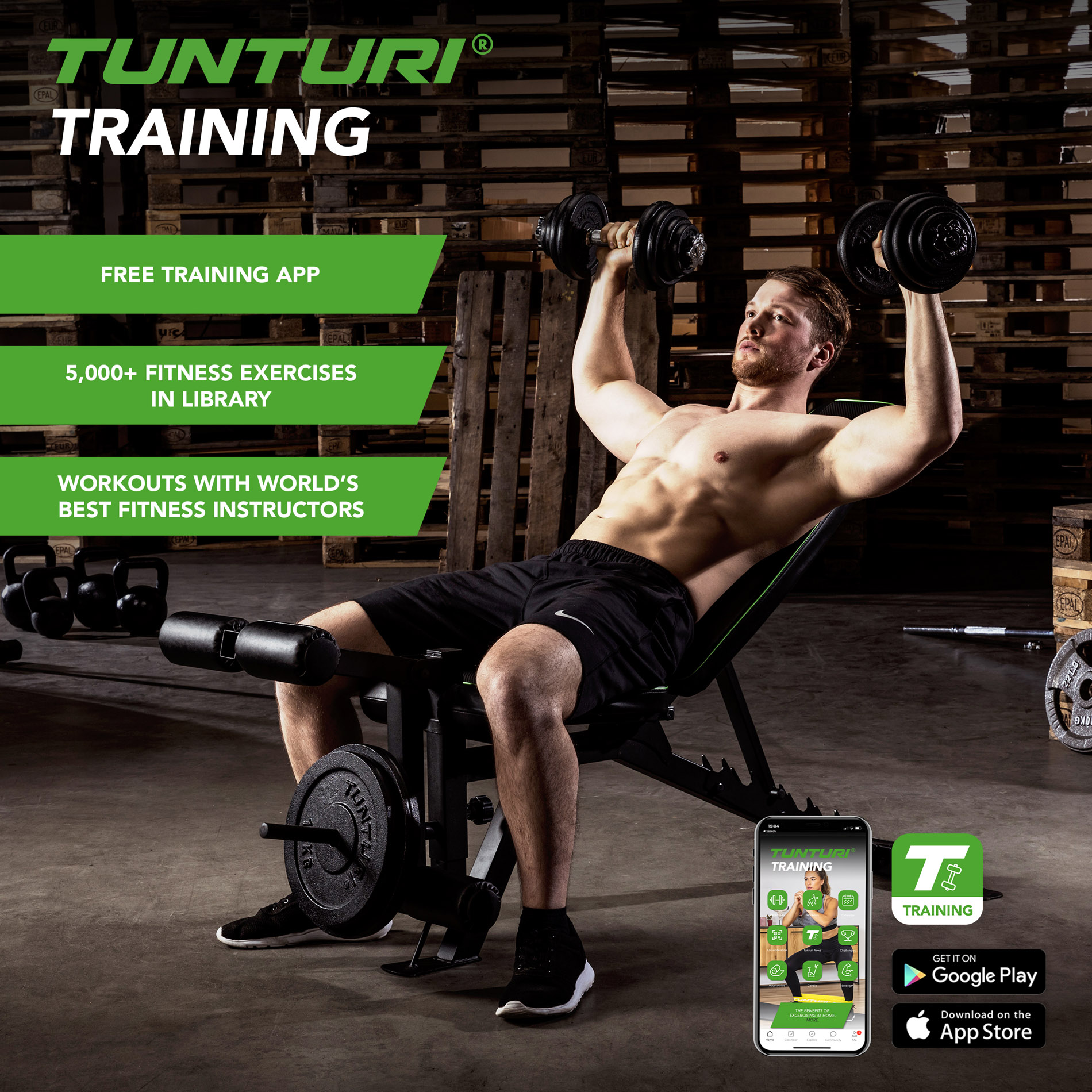 Hantel TUNTURI Dumbbell Set 20kg, screw
