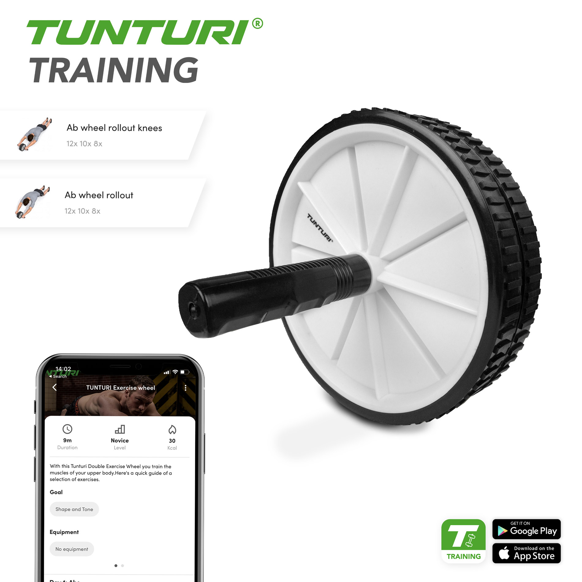 Kõhulihaste treeningrull TUNTURI Double Exercise Wheel