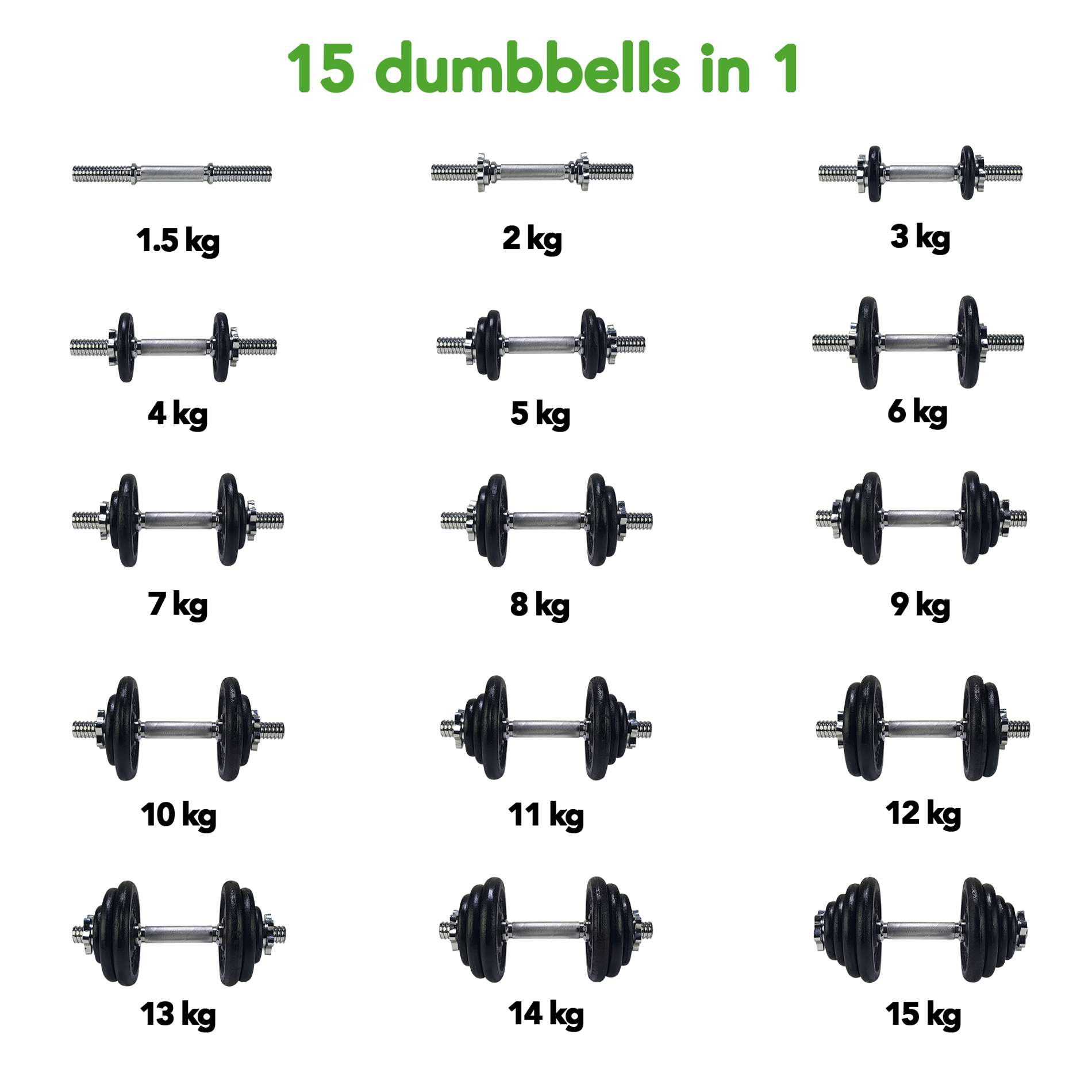 Hantel TUNTURI Dumbbell Set 15kg, screw