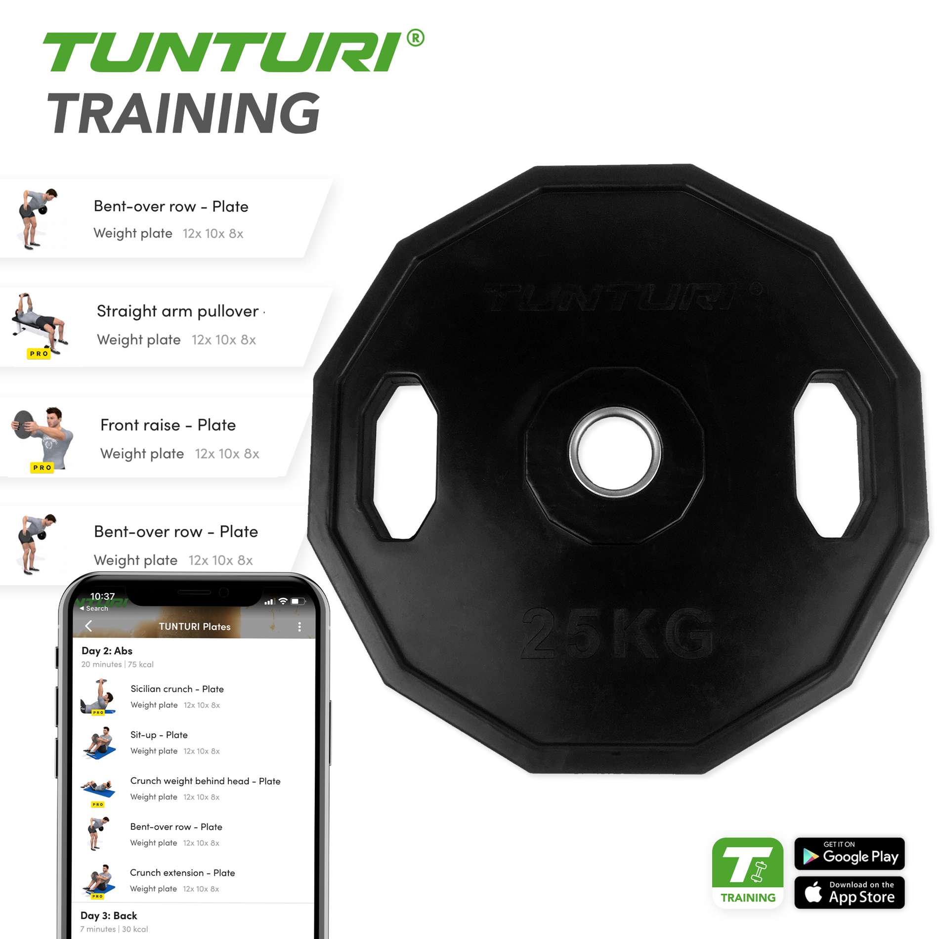Raskusketas TUNTURI Olympic Rubber Plate, 50 mm, 25kg