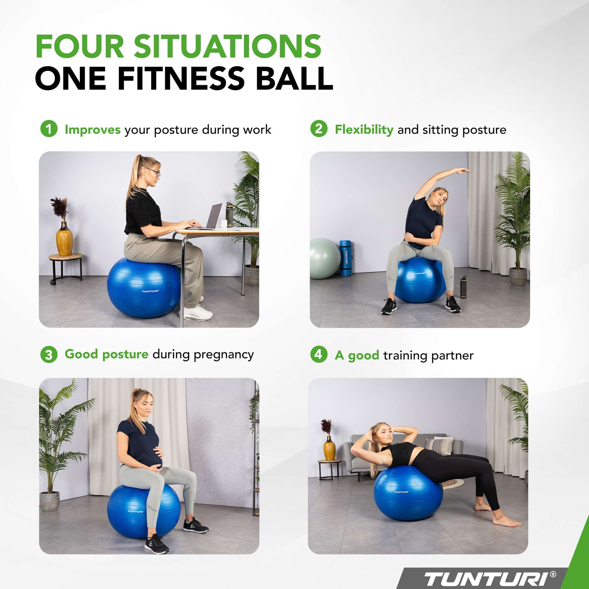 Võimlemispall TUNTURI Gymball 75 cm, Anti-Burst, Blue
