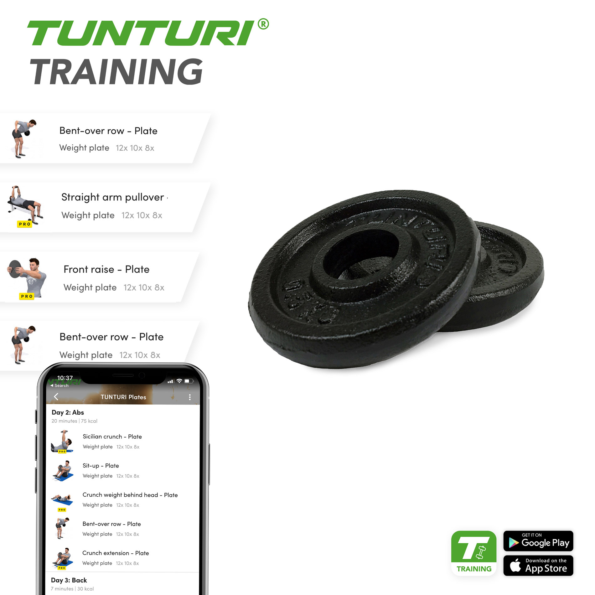 Raskuskettad TUNTURI Plates Black, 30 mm, 0.5kg (paar)