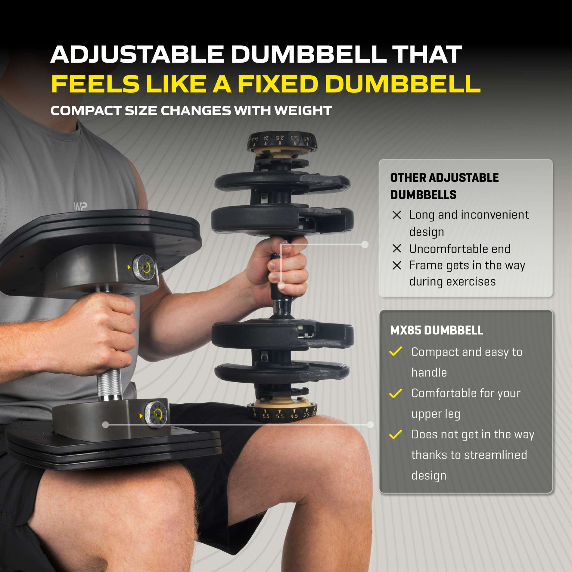 Reguleeritav hantel TUNTURI MX Select MX85 Dumbbell  5,6-38,6 kg, knurled