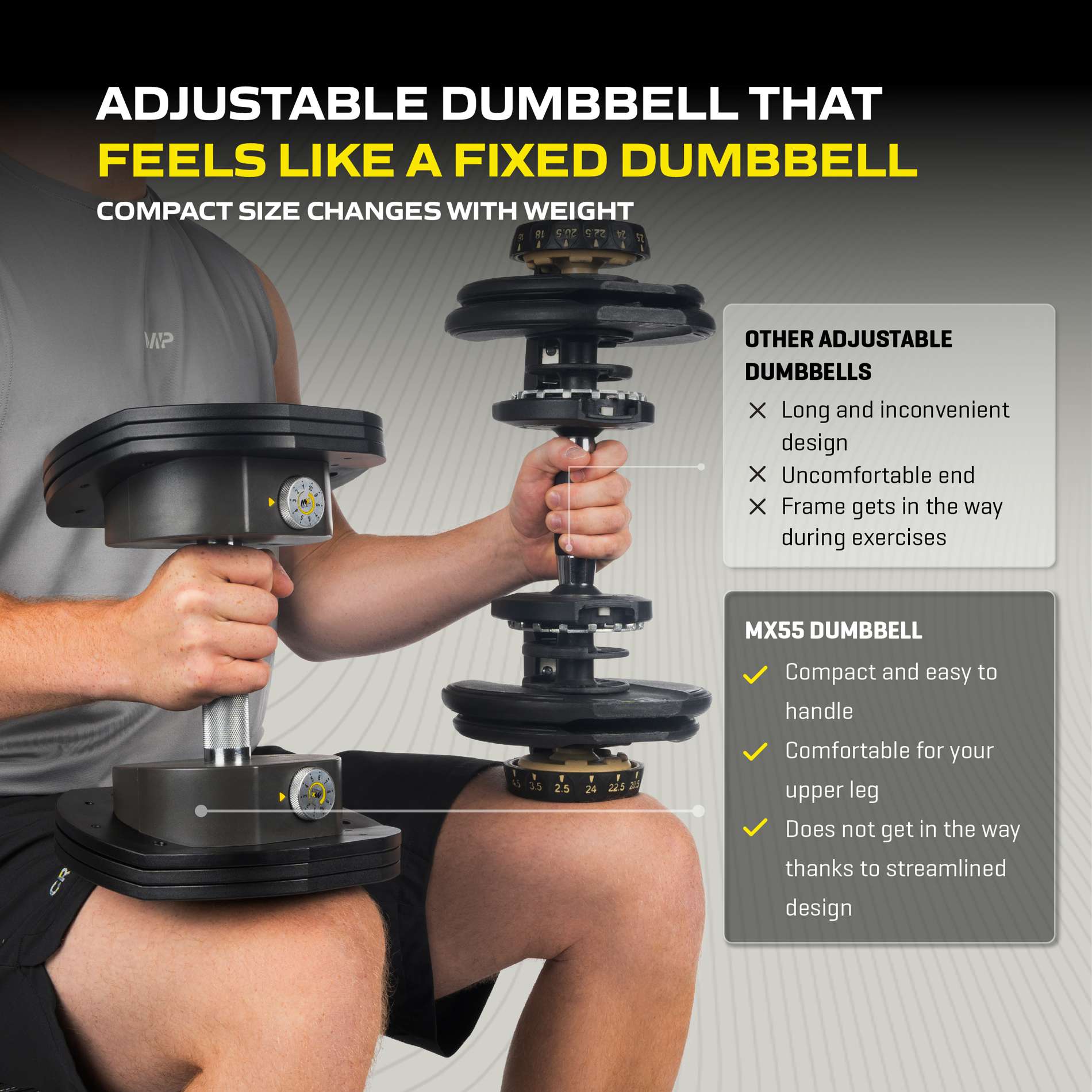 Reguleeritav hantel TUNTURI MX55 Dumbbell 4,5-24,9 kg, knurled
