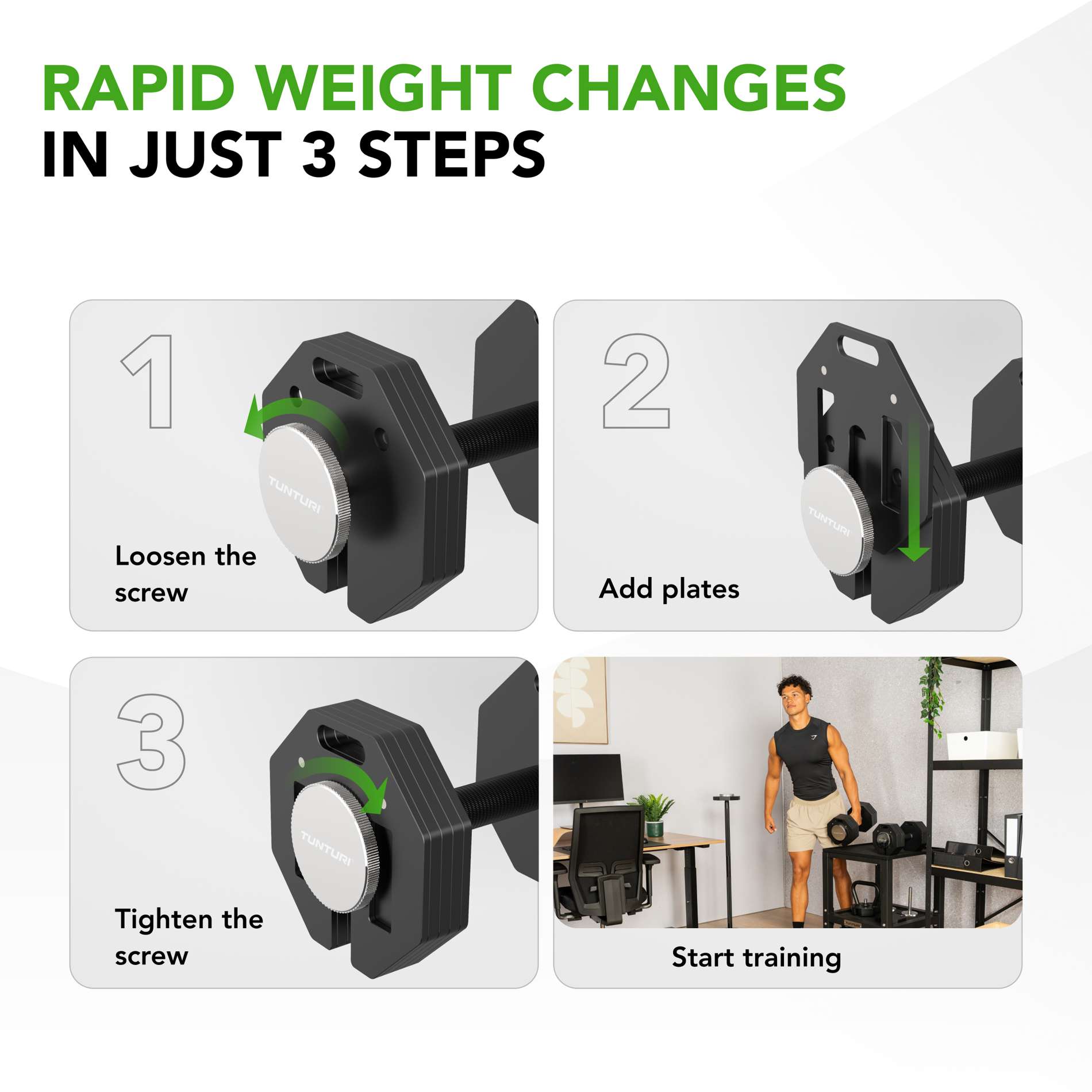 Hantel TUNTURI Rapid Adjustable Dumbbell 20kg