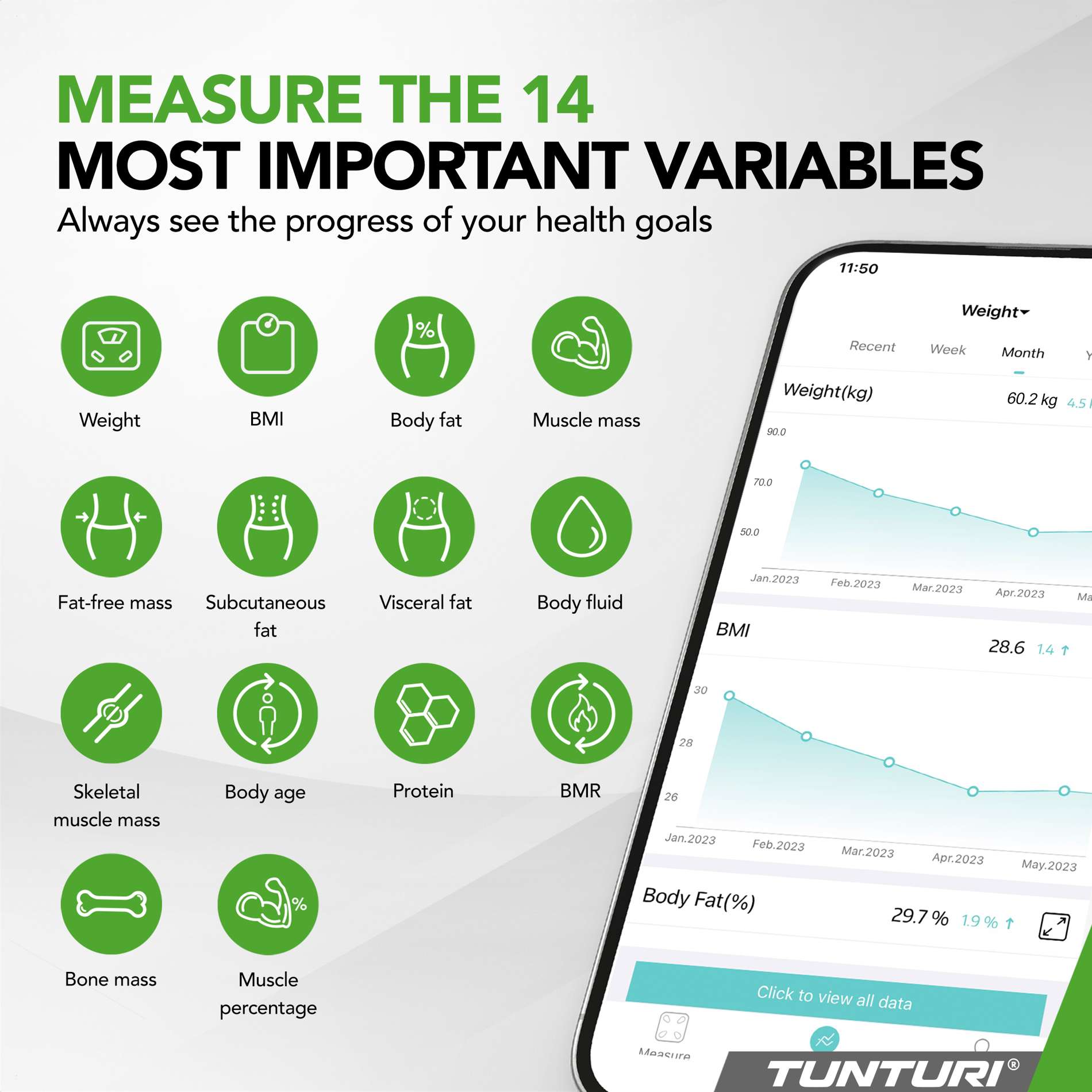 Kaal TUNTURI SC30 Smart Scale with App, must