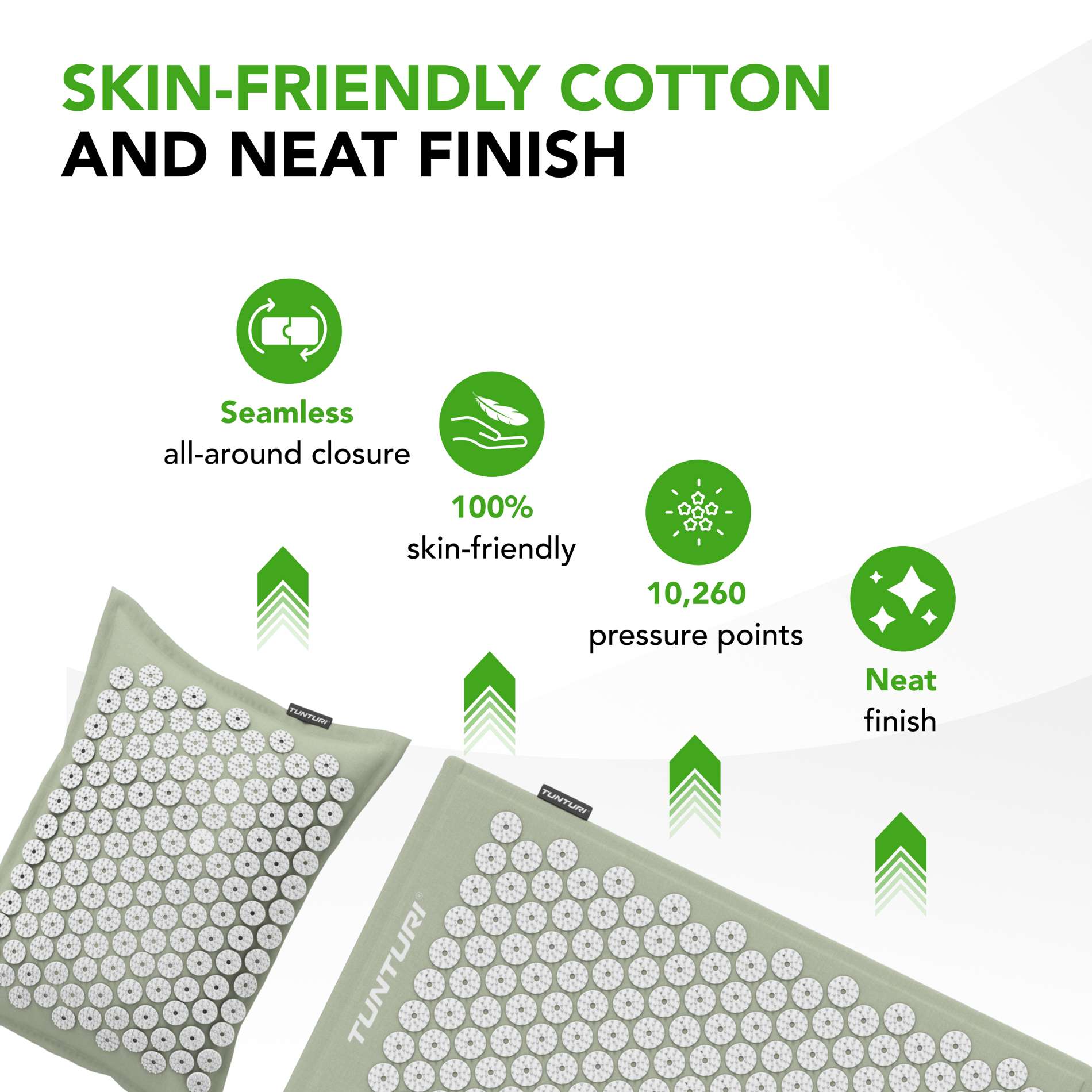 Punktimassaaži matt jaa padi TUNTURI PRO Acupressure Mat And Pillow, Mint