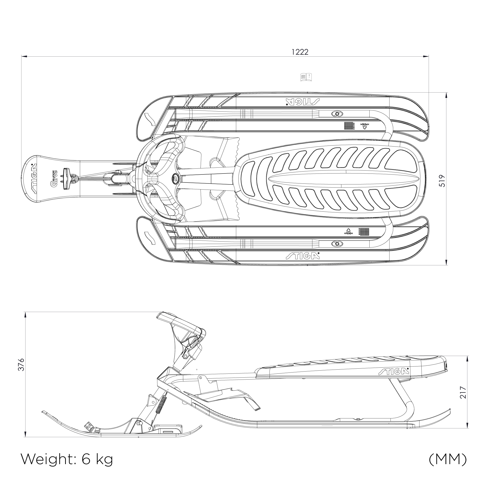 Roolikelk STIGA Curve, grafiithall/roosa