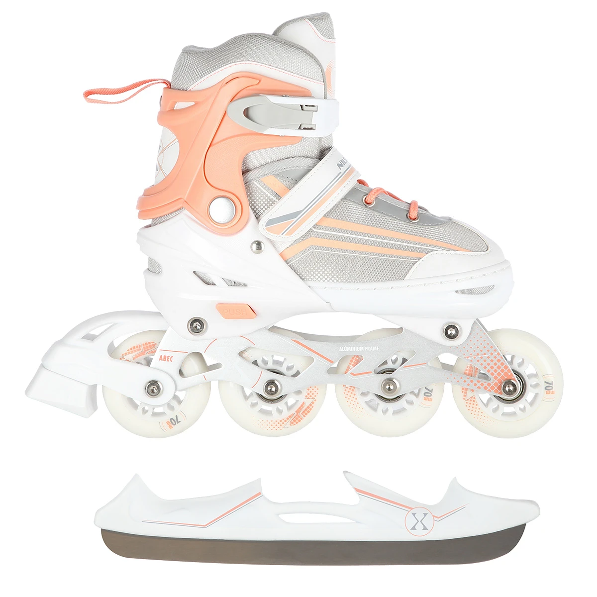 2in1 (rull)uisud NILS EXTREME NH18190 In-line Skates/Figure Ice Skates, L (39-43), White/Pink