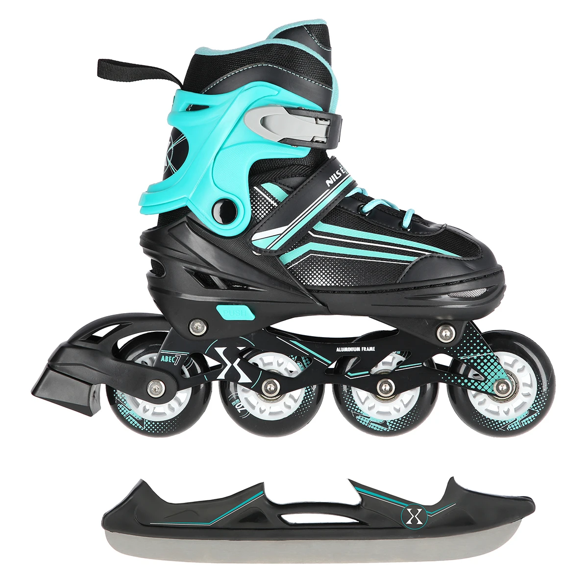 2in1 (rull)uisud NILS EXTREME NH18190 In-line Skates/Hockey Ice Skates, M (34-38) Black/Blue