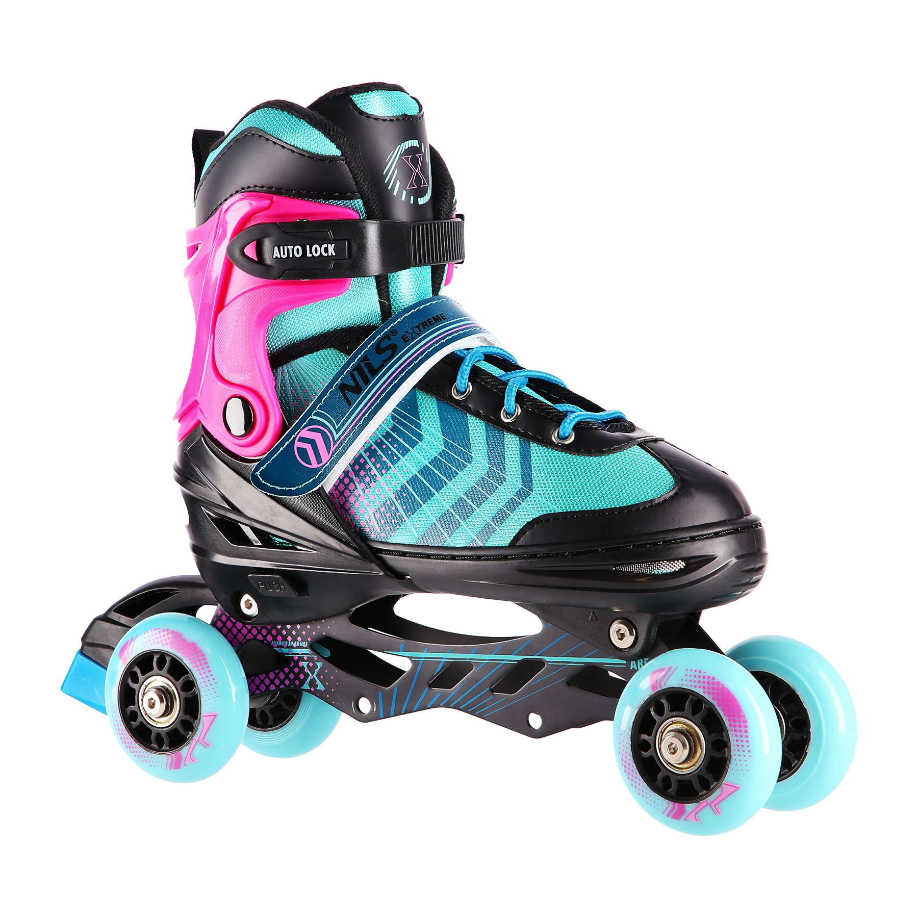 4in1 (rull)uisud NILS EXTREME NH18192 In-line Skates/Hockey Ice Skates, S (29-33), Black/Violet
