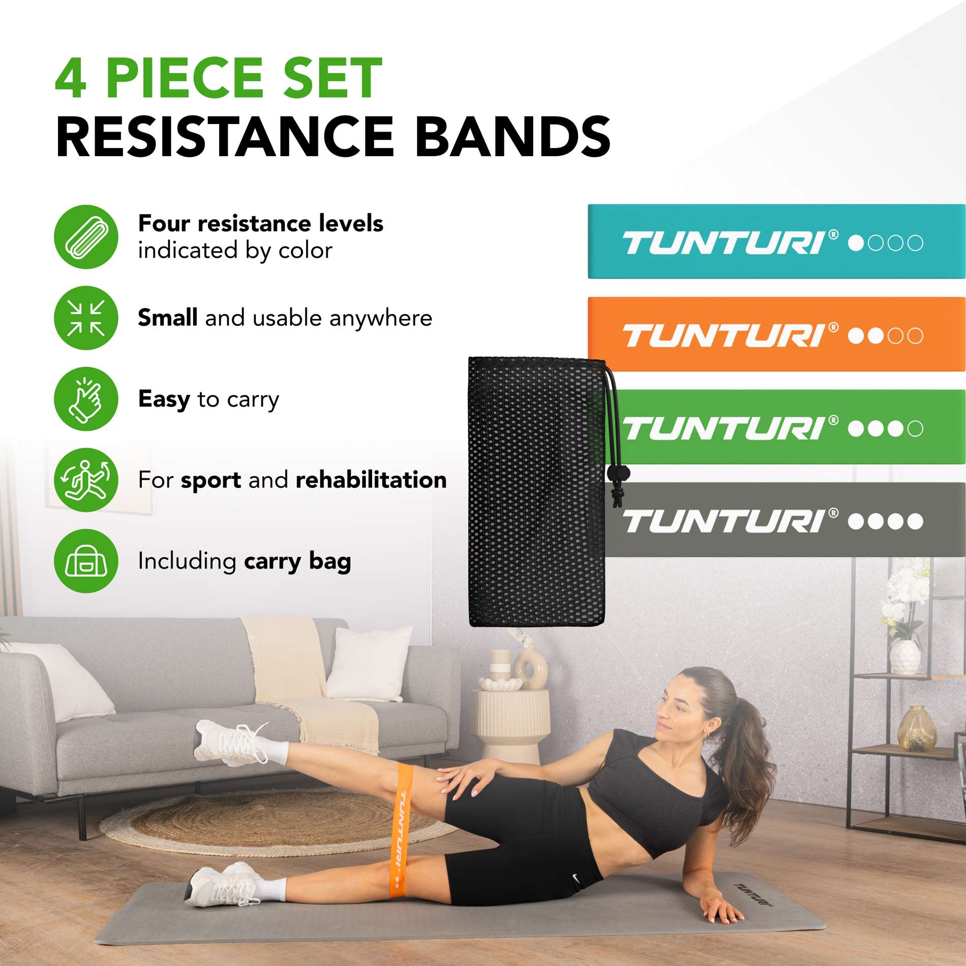 Võimlemiskummide komplekt TUNTURI Mini Resistance Band Set, 4 tk