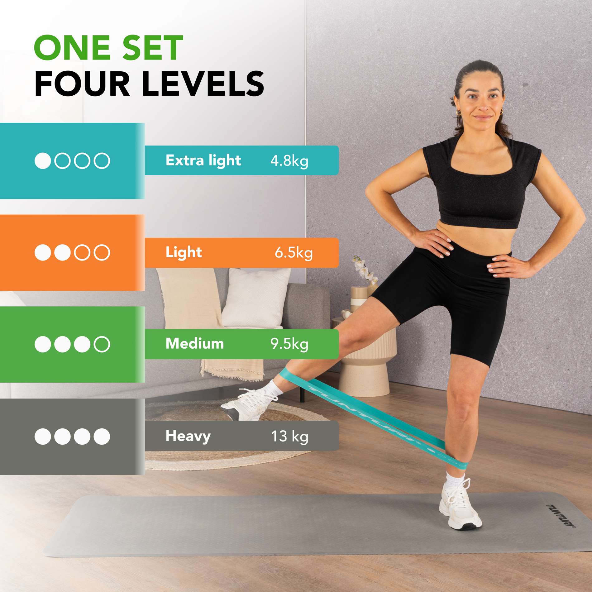 Võimlemiskummide komplekt TUNTURI Mini Resistance Band Set, 4 tk