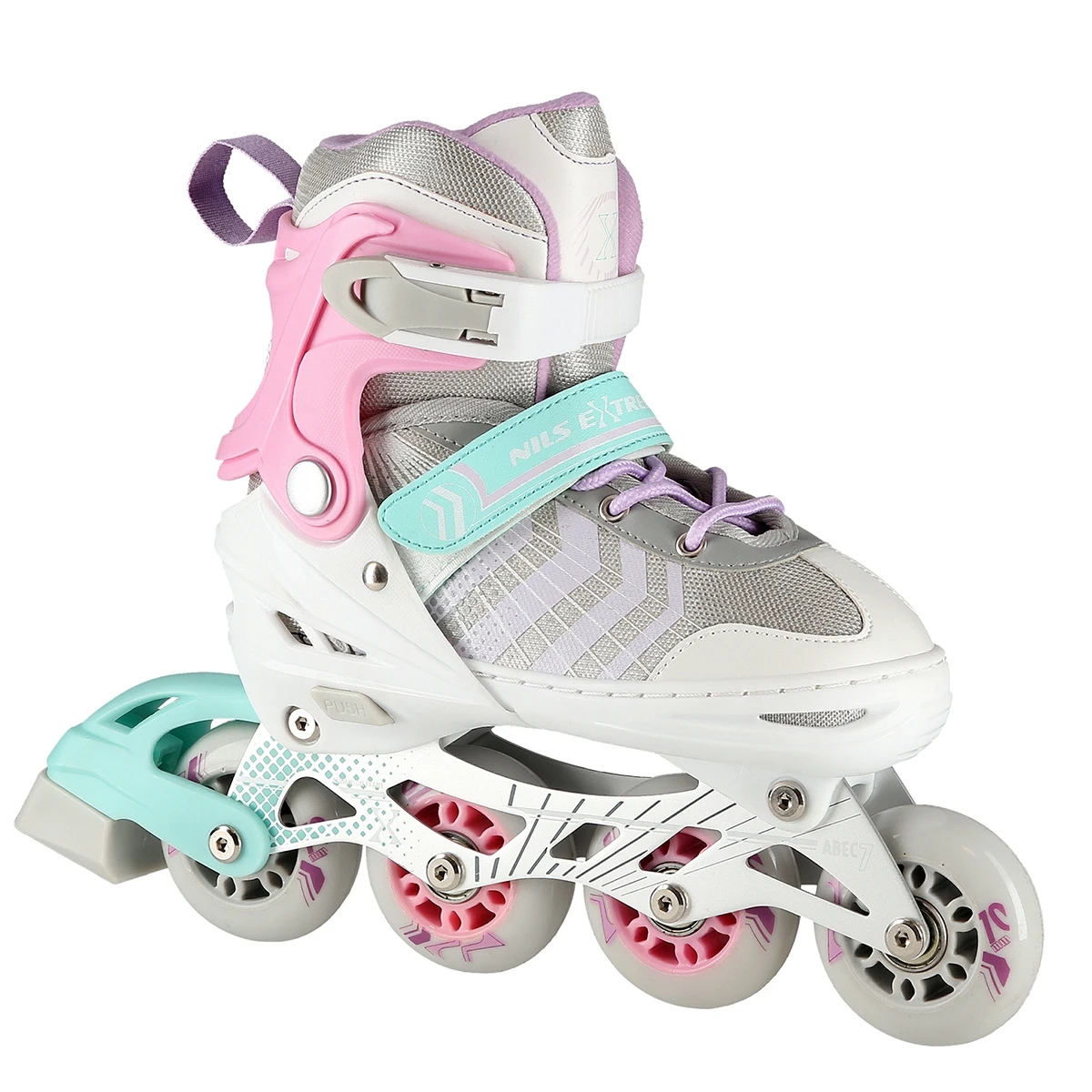 4in1 (rull)uisud NILS EXTREME NH18192,  In-line Skates/Hockey Ice Skates, S (29-33), Pink/Mint/White