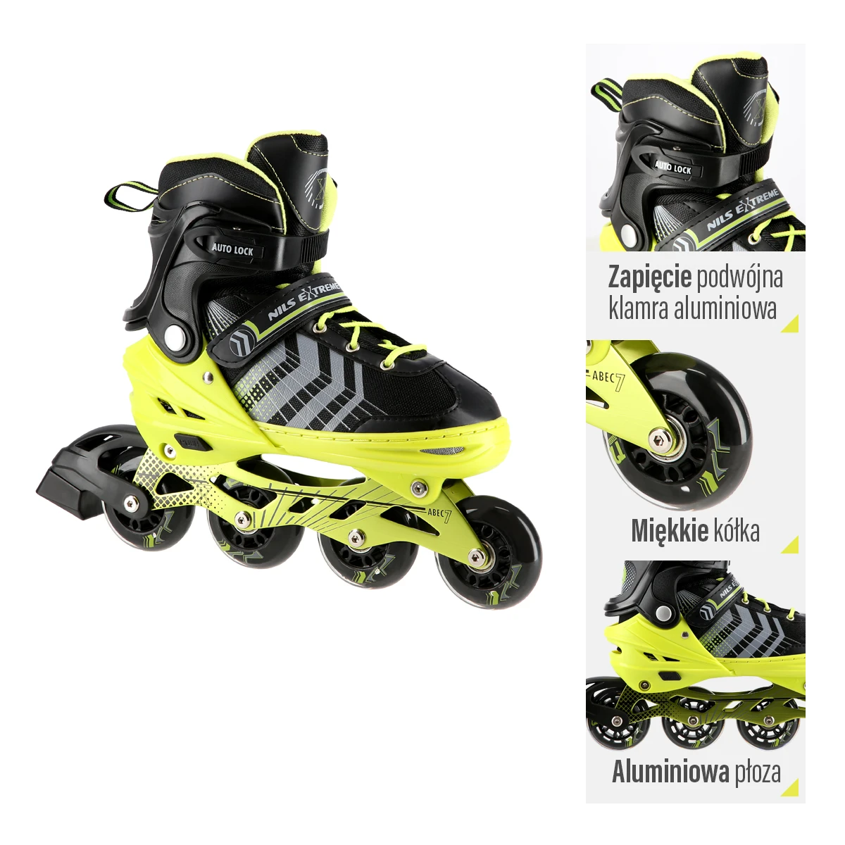 4in1 (rull)uisud NILS EXTREME NH18192 In-line Skates/Hockey Ice Skates, M (34-38), Black/Green