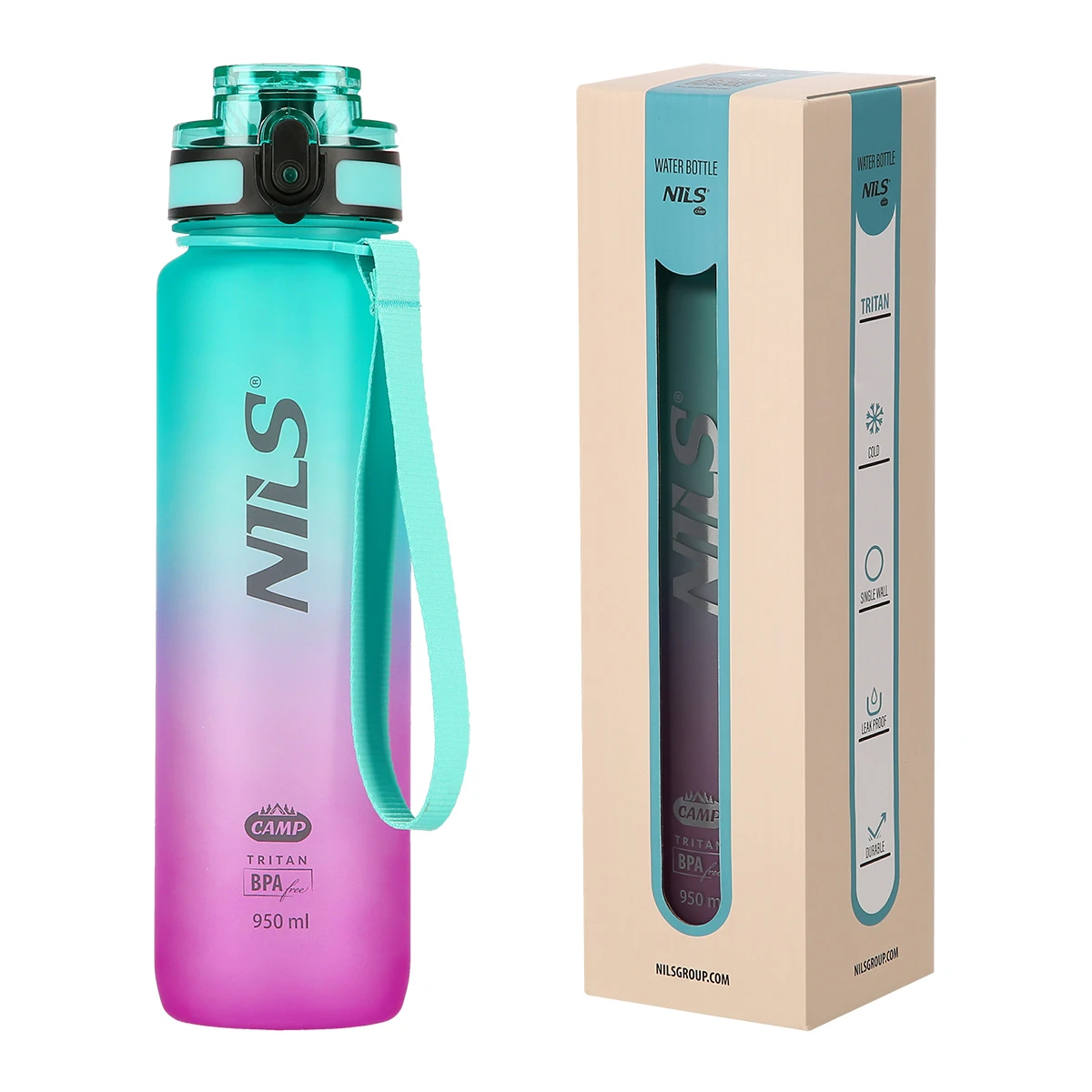 Veepudel NILS NCD04, 950 ml, roosa-roheline