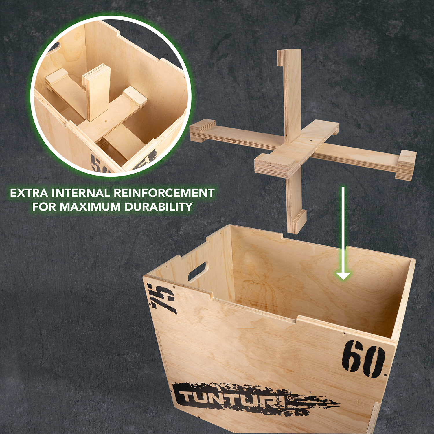 Treeningkast TUNTURI Plyo Box Wood 50/60/75cm