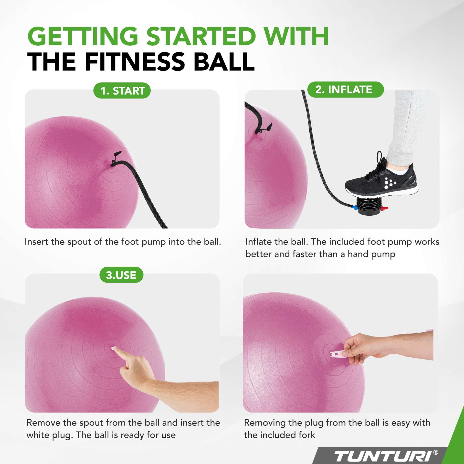 Võimlemispall TUNTURI Gymball 75cm Anti Burst, lilla
