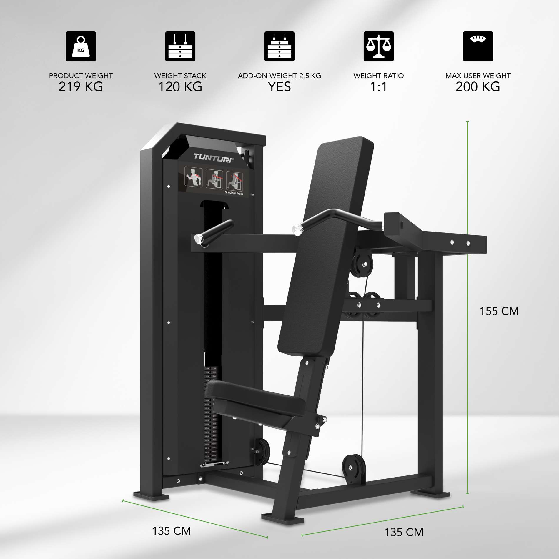 Jõujaam TUNTURI Platinum – Shoulder Press Strength Station – Selectorized V-Series